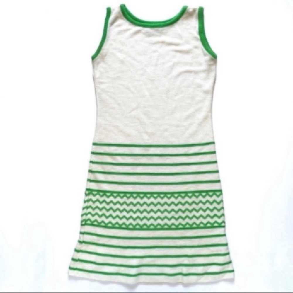 VINTAGE Country Set Knit Kelly Green and Cream Dress